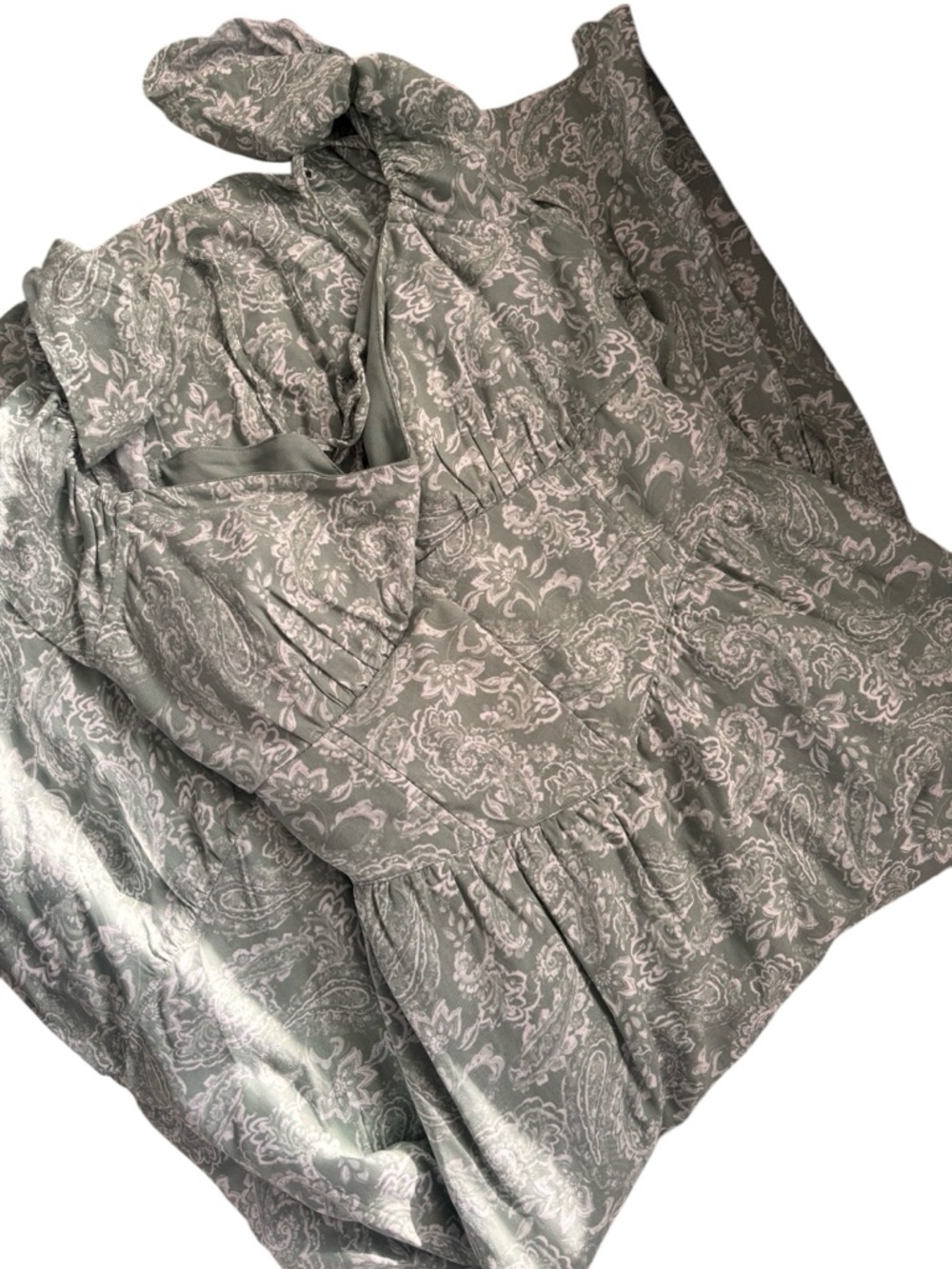 Hollister Sage Green Paisley Ruffle-Strap Maxi Dress - Picture 5 of 5